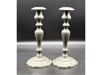 Pair Of Empire Pewter 112 Candlesticks