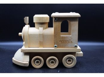 Wooden Tonka Toy Steam Engine W/ Moving Wheels