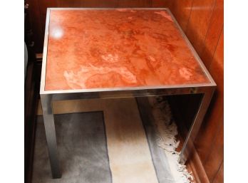 Metal Table W/ Faux Marble Top - L26' X H21' XD26'