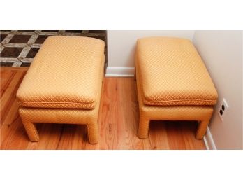 Pair Of Upholstered Parsons Style Stools - L26' X H17.5' X D17'