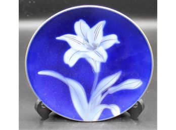 Yuri Easter Lily Blossoms Fukagawa Cobalt Plate Dish