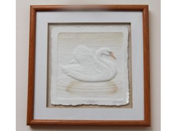 Beautiful Swan Art Framed 'Swan' Signed By Wess - L13' X H13'