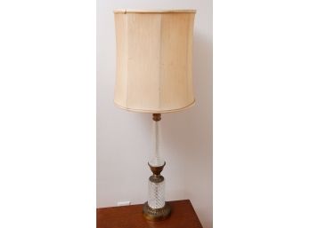 Glass And Bronze Lamp W/ Lamp Shade - Tested - 13.5' Round X H38.5'