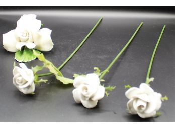 Assorted Glass Stemmed White Roses