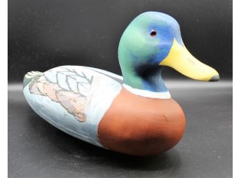 Hand Painted Artist Signed Wooden Decoy Duck