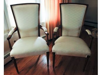 A Pair Of Charming Dining Room Upholstered Chairs - L25.5' X H42.5' X D26'