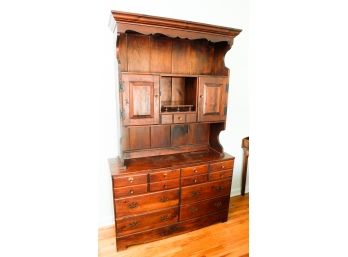 Handsome Wooden 8 Drawer Dresser W/ Hutch - L47.5' X H76' X D14.5'