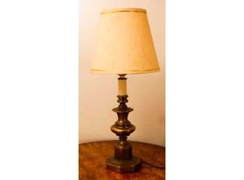 Charming Brass Lamp W/ Lamp Shade - 8' Round X H18.5'
