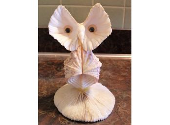 Vintage Seashell Owl Sculpture