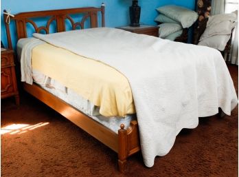 Charming Wooden Full Size Bed Frame W/ Headboard - L56.5' X H42' X D80'