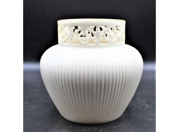 Lenox Tracery Collection Short Flower Vase W/ Gold Trim