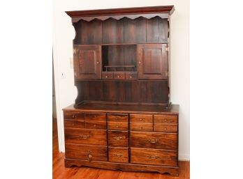 Handsome Wooden 9 Drawer Dresser W/ Hutch - L53' X H76' X D17'