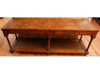 WEIMAN - Mid Century Console/Sofa Table With Cane Shelf - L60' X H24.5' X D16'