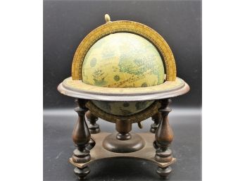 Vintage Old World Desk Top Globe Covered With A Specially Teated Paper