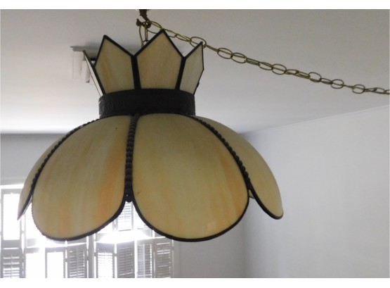 Vintage Tulip Slag Bent Panel Hanging Lamp