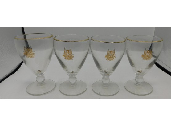 Set Of Liberty Gold Trim Beer Glasses