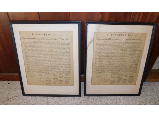 Pair Of Reproduction Declaration Of Independence Prints Framed