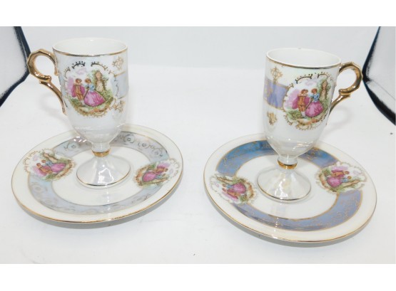 Vintage Hand Painted Porcelain Teacup / Saucer Set