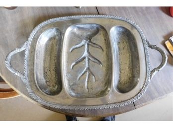 Vintage Silver On Copper Serving Tray With Handles