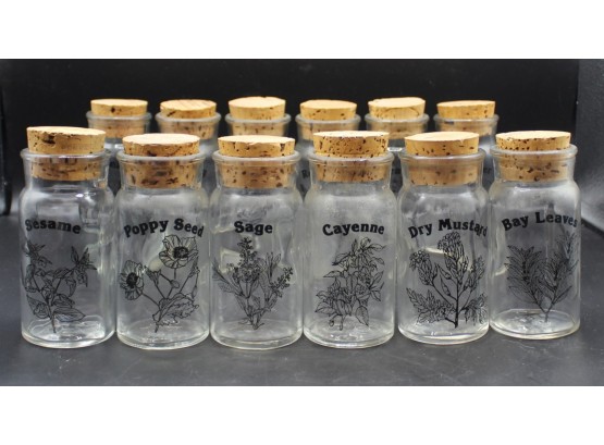 Vintage Wheaton Glass Spice Jars With Cork Tops - Set Of 12