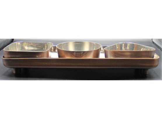 Crate And Barrel Copper Triple Bowl Serving Tray