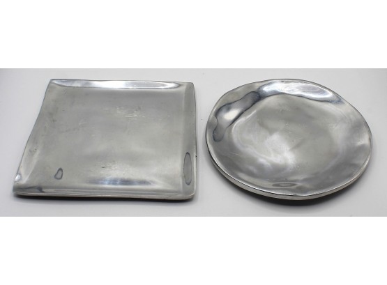 Pair Of Aluminum Serving Plates