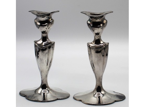 Vintage Pair Of Rogers Silver Plated Co NB Candle Sticks