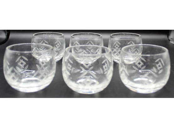 Small Etched Drinking Glasses - Set Of 6