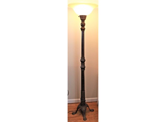 Bronze Floor Lamp With Cream Colored Glass Shade