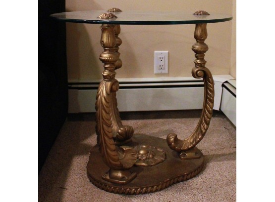 Stylish Brass Base Glass Top Round End Table - Luxury End Table