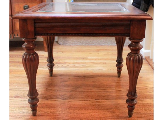 Stunning Kincaid Tempered Glass Wooden End Table