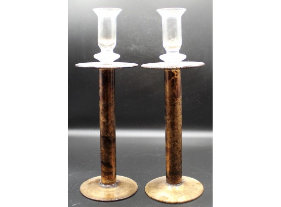 Pair Of Crate And Barrel Candlestick Holders