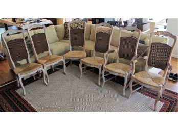 Stylish Vintage Wooden Chairs With Rush Wicker Seats
