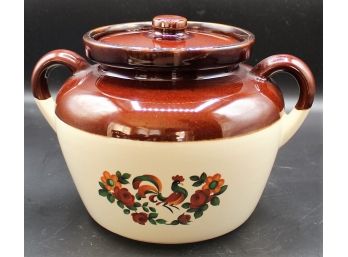 McCoy Rooster Flowers 2 Toned Pot With Lid