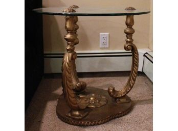 Stylish Brass Base Glass Top Round End Table - Luxury End Table