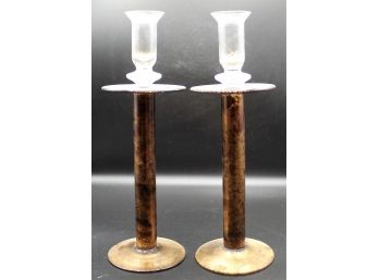 Pair Of Crate And Barrel Candlestick Holders