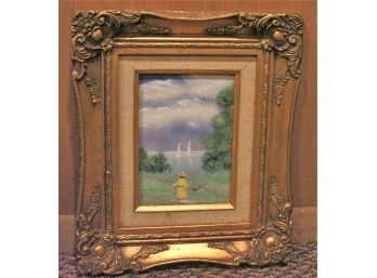 Vintage Ornate Gold Gilt Framed Scenic Watercolor By Galison