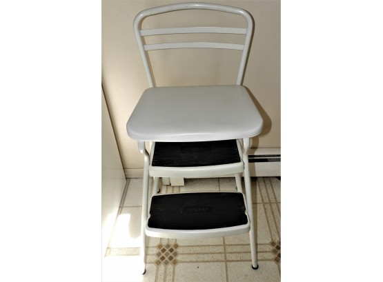 COSCO Stylaire Retro Chair  Step Stool With Flip-up Seat Model #11-130WHT