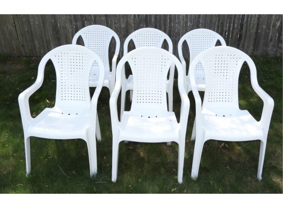 Set Of 6 Plastic Stackable Outdoor Chairs
