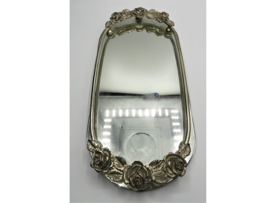 Silver Plated Rose Mirrored Tray