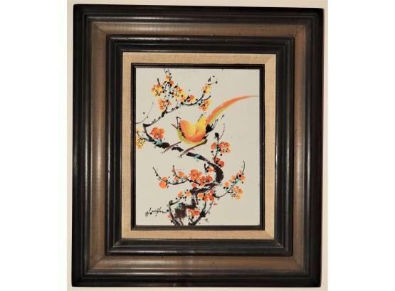 Colorful Asian Style Bird On Branch Wall Art