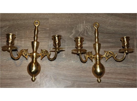 Set Of 2 Brass Candle Sconces