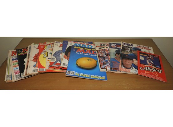 Assorted Lot Of Vintage Mad Magazines And Sports/mets Magazines