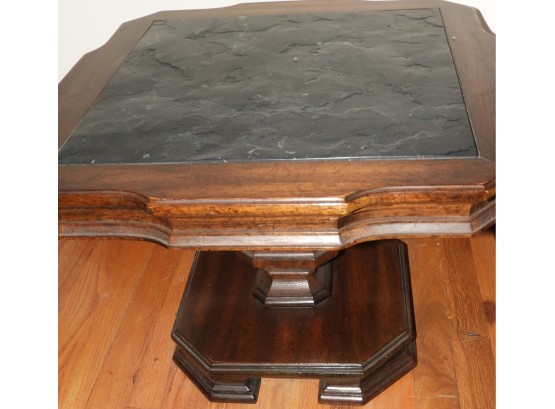 Gordon's Vintage Wood End Table With Black Slate Top