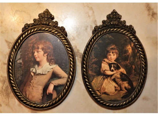 Set Of 2 Oval Prints Of Ladies Framed Wall Decor