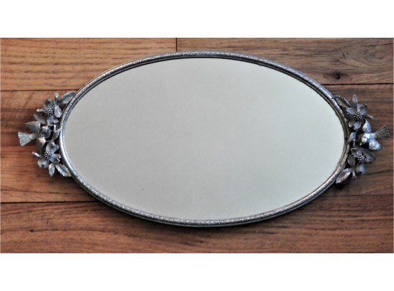 Matson Silver Birds Oval Vanity Mirror Tray