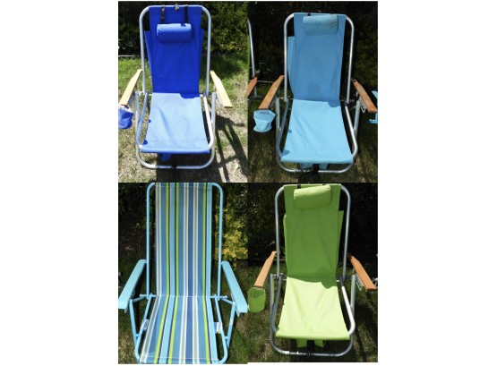 Set Of 4 Beach Recliner Chairs ~ Backpack