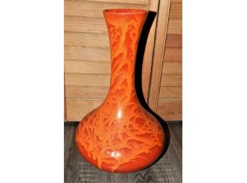 Lovely Stylish Orange Swirl Design Glass Vase