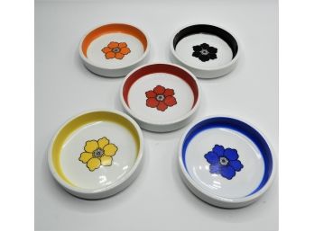 Colorful Set Of  Small Round Flower Dishes