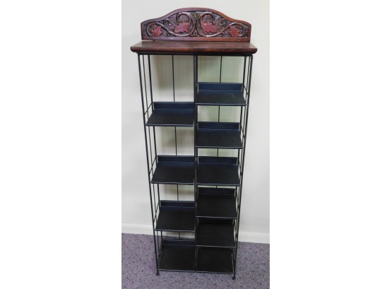 Pier One Imports - Standing Metal Shelf Unit With 10 Shelves And Wooden Top